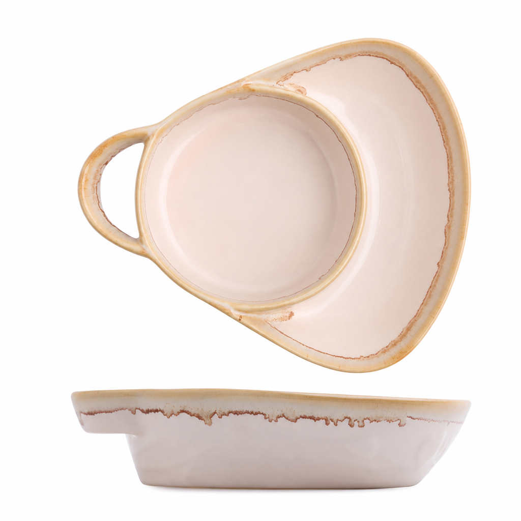 Retro Ceramic Divided Breakfast Plate with Handle