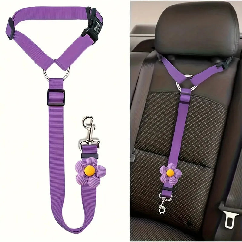 Purple headrest dog strap