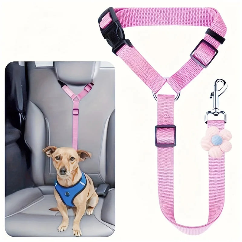 Pink headrest dog strap