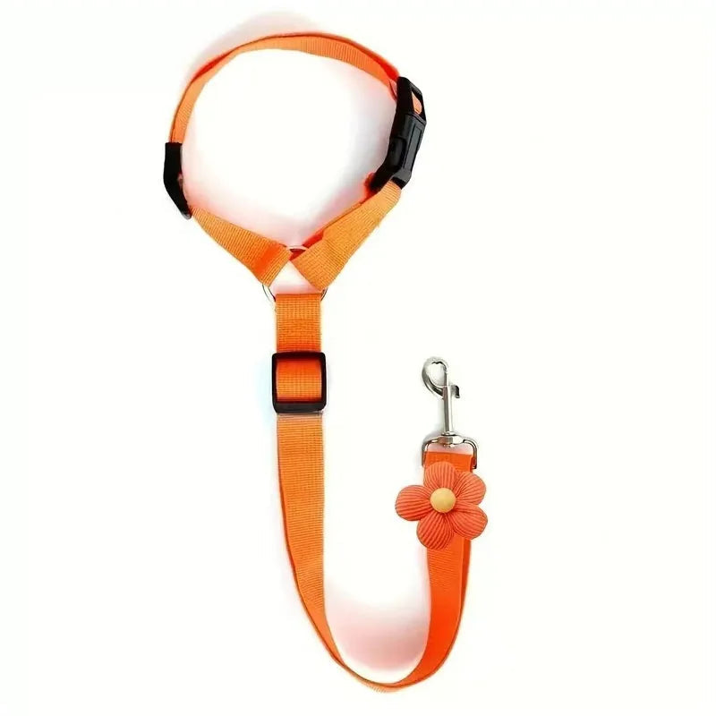 Orange headrest dog strap