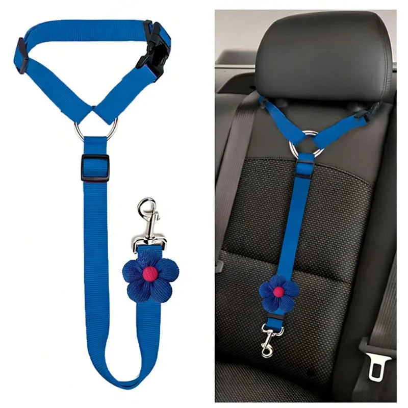 Dark blue headrest dog strap