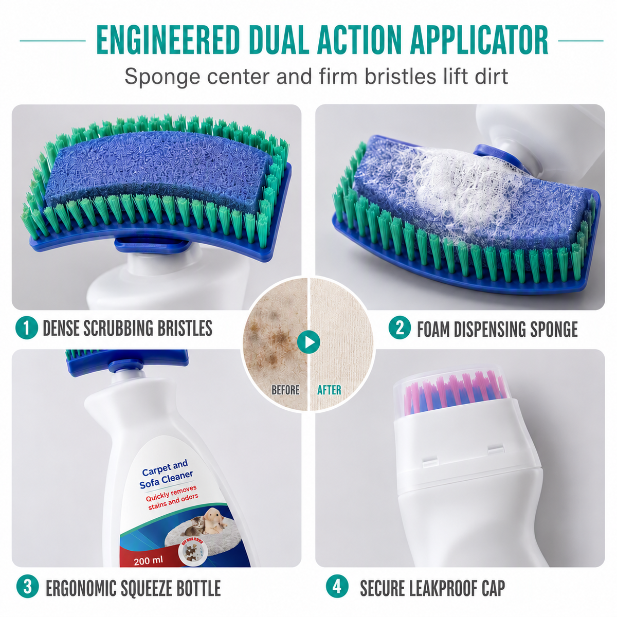 Close-up of integrated brush applicator