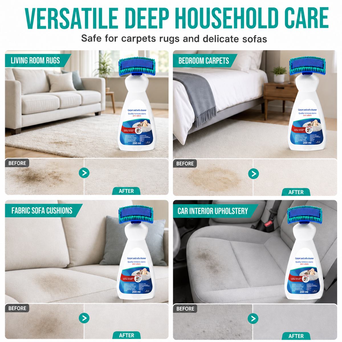 Waterless Carpet and Fabric Cleaner with Brush