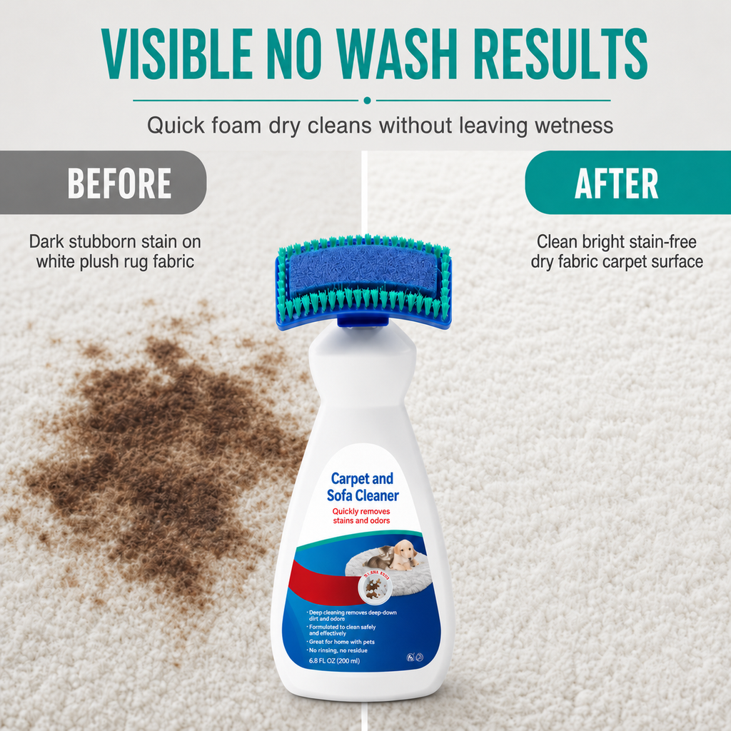 Waterless Carpet and Fabric Cleaner with Brush
