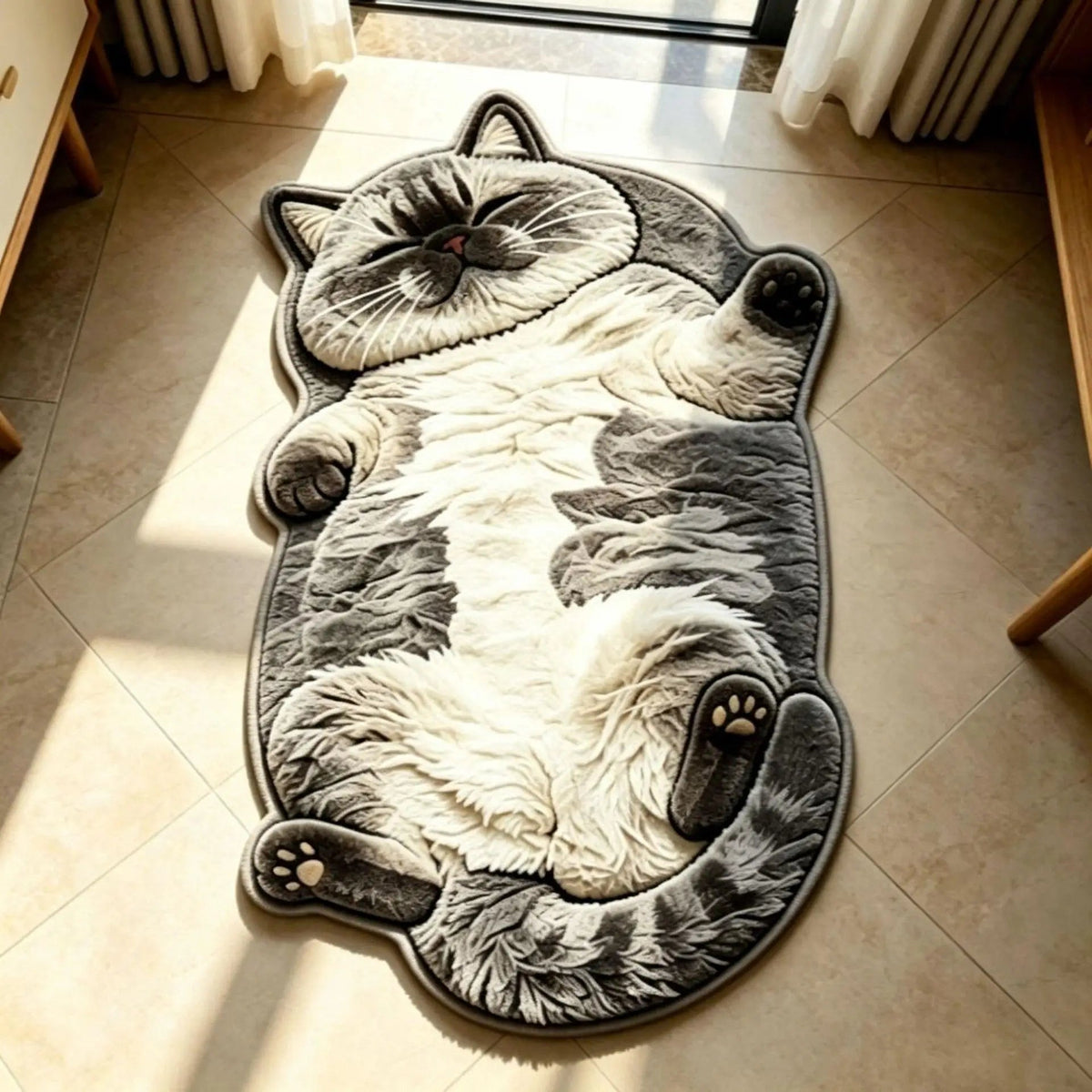 Cow-Pattern Cat cat-shaped floor mat