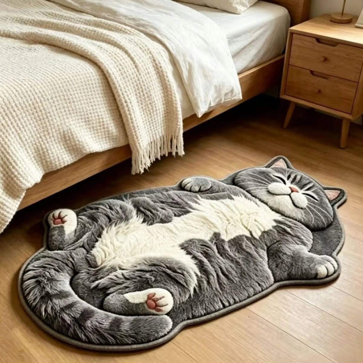 Light Gray British Shorthair cat-shaped floor mat