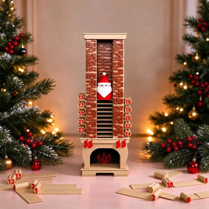 Santa sliding down the chimney advent calendar