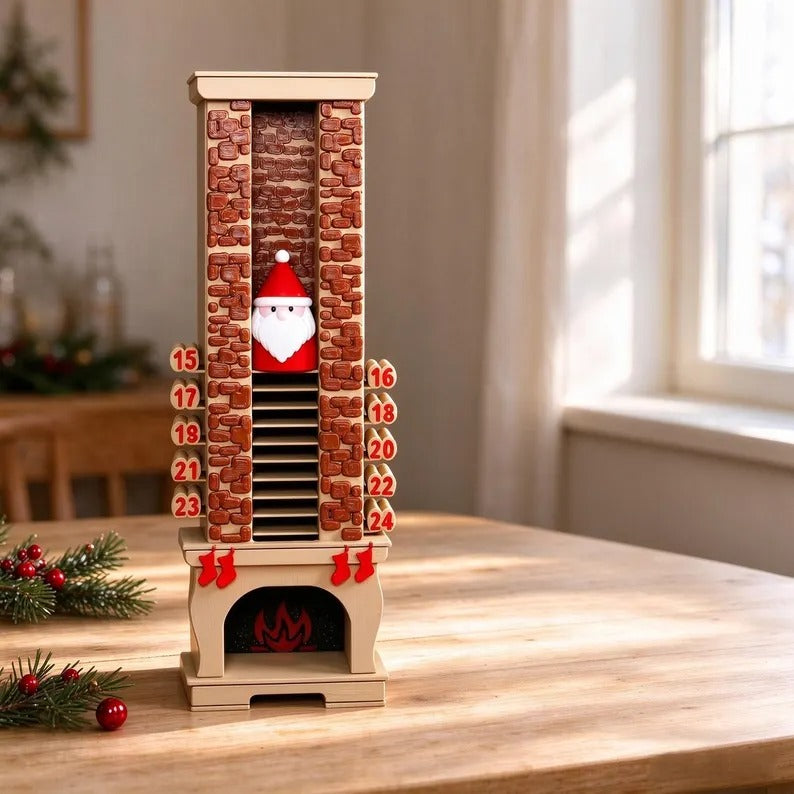 Santa chimney countdown on daylight tabletop