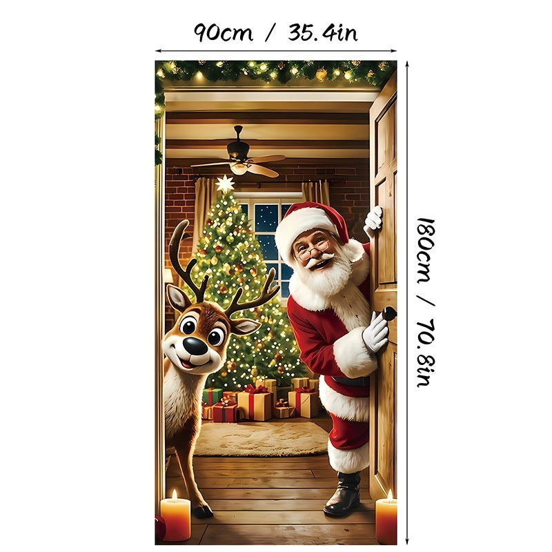 Christmas Santa Claus Front Door Cover Decoration Banner