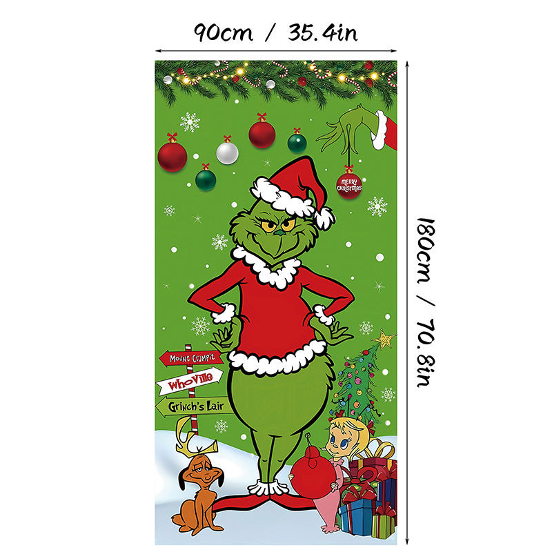 Christmas Santa Claus Front Door Cover Decoration Banner