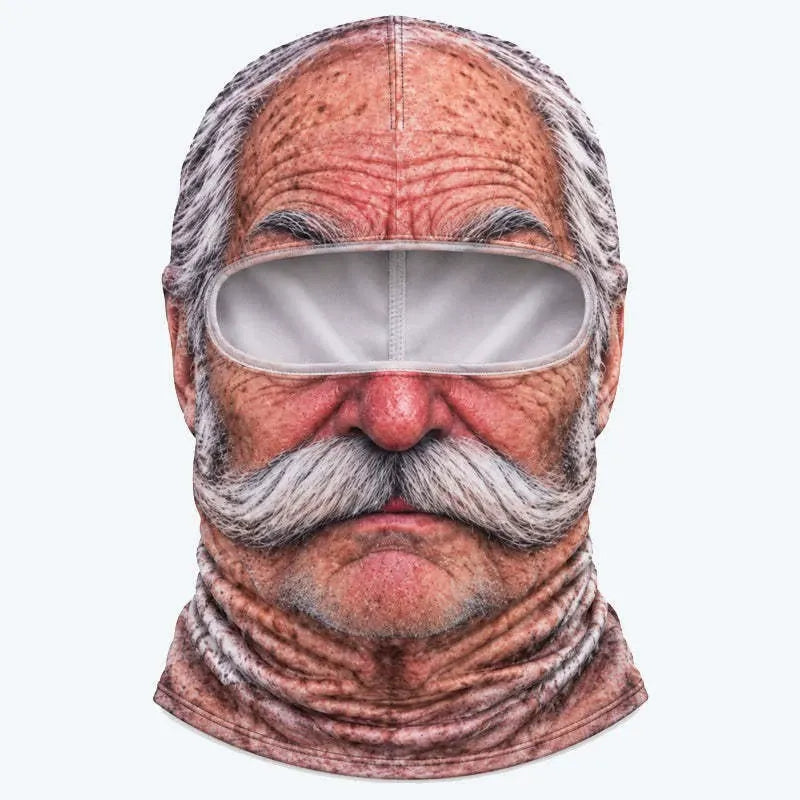 Funny Realistic Old Man 3D Print Ski Balaclava Face Mask