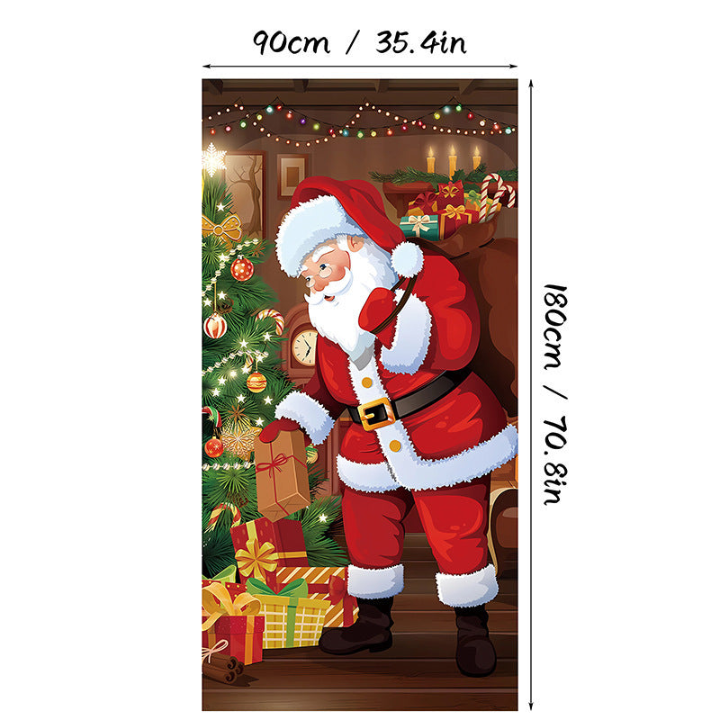 Christmas Santa Claus Front Door Cover Decoration Banner
