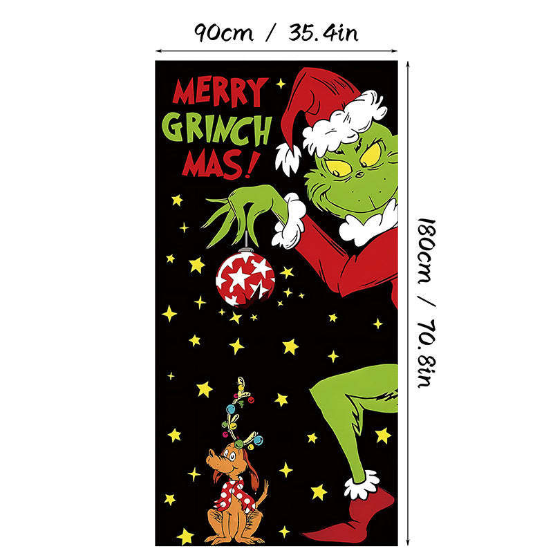 Christmas Santa Claus Front Door Cover Decoration Banner