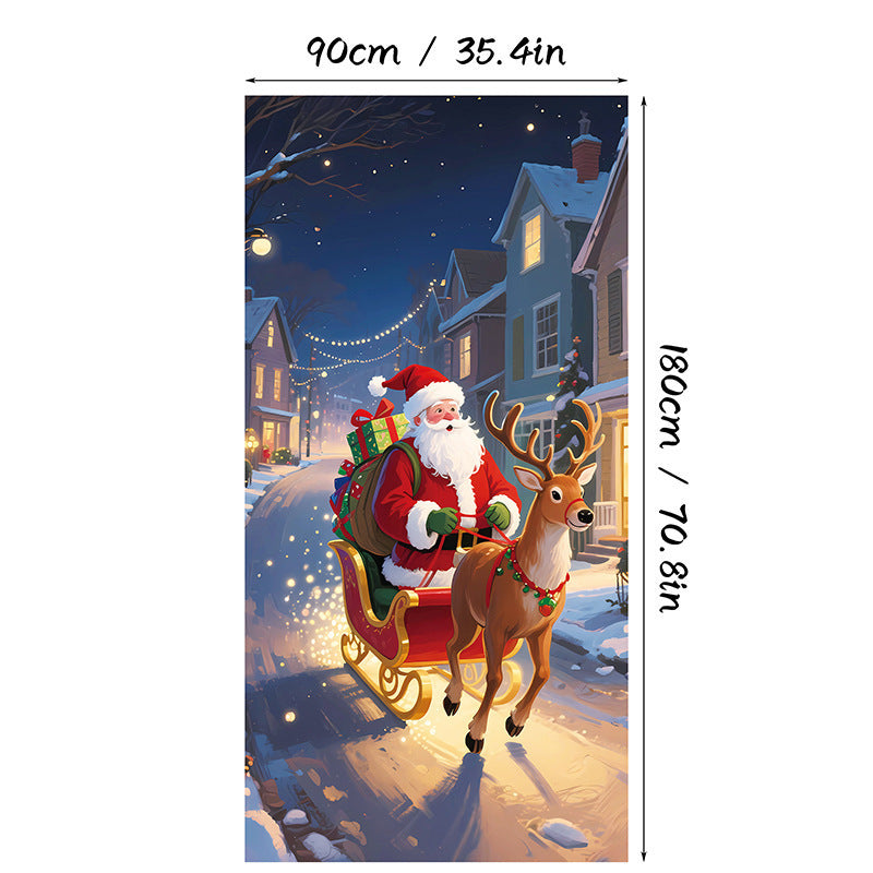 Christmas Santa Claus Front Door Cover Decoration Banner