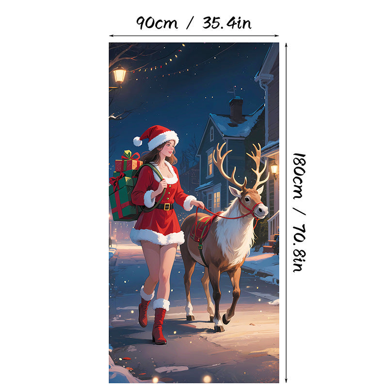 Christmas Santa Claus Front Door Cover Decoration Banner